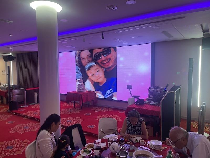 Wedding montage on large screen