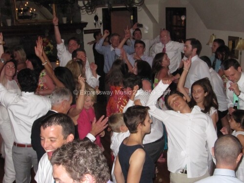 Wedding guests dancing at Milbrook CC in Greenwich CT