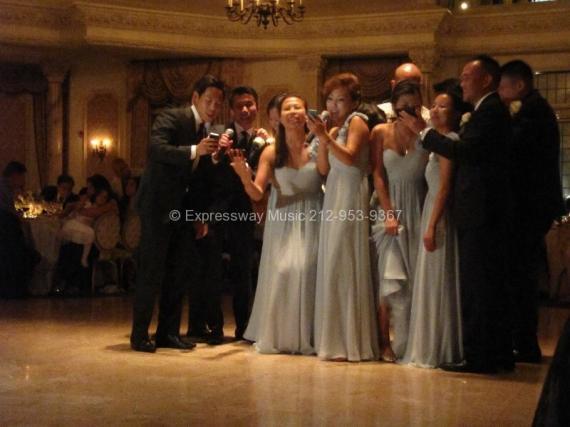 Wedding guests singing Karaoke