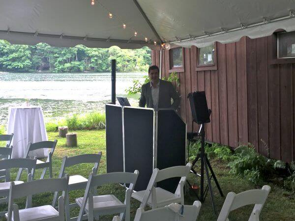 Expressway Music Wedding DJ Dave Swirsky by his DJ and Karaoke sound set up