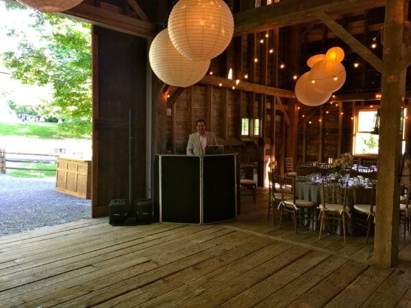 DJ Dave Set up in Shadow Lawn Barn