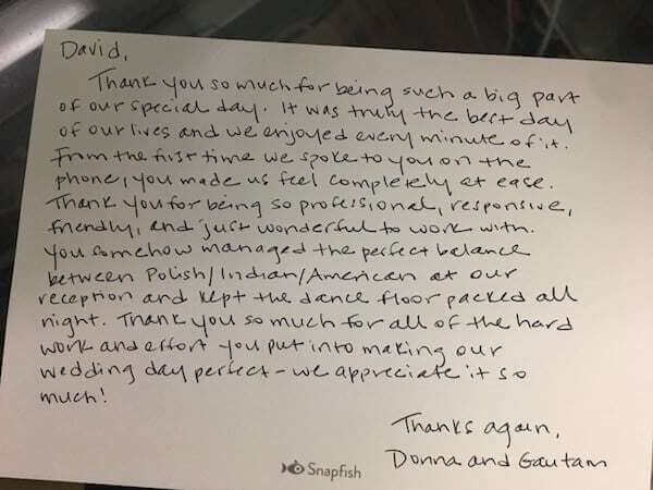Thank you letter to DJ Dave