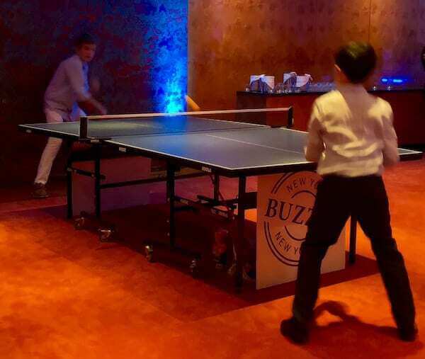 ping pong players at Ben's Bar Mitzvah