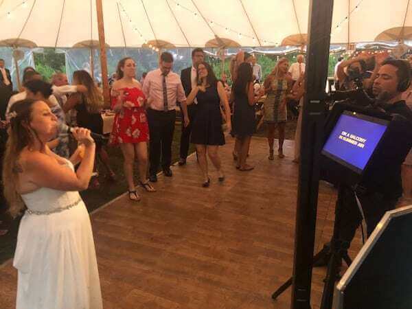 Bride Sings karaoke at her wedding