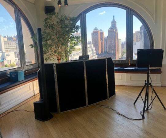 dj and karaoke set up at nyc loft