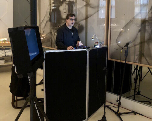 Karaoke DJ Dave and his set up at Mr.Chow NYC