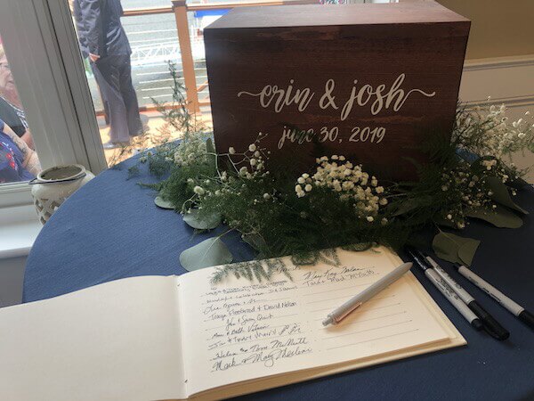Wedding Sign in Board at Mercer lake boathouse in new jersey