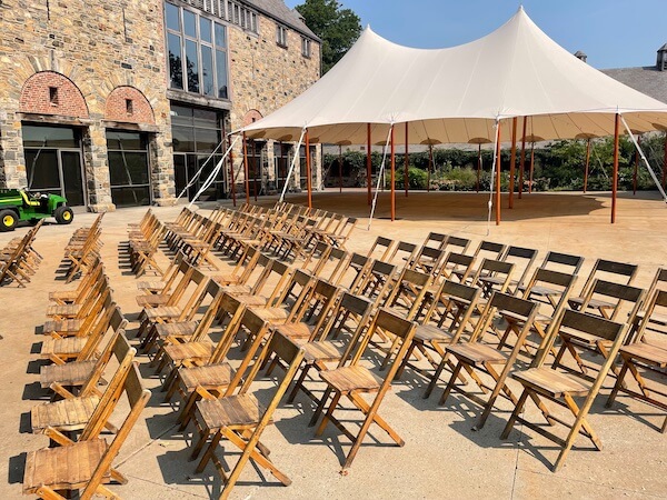 Courtyard for wedding ceremony at blue hill