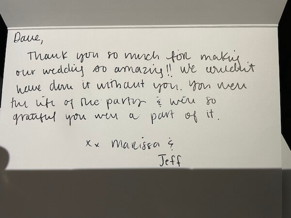 thank you letter from bride and groom after wedding