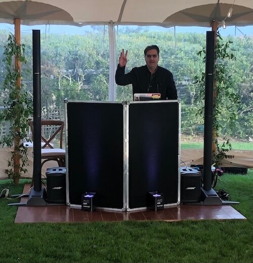 DJ Dave set up under tent in South Hampton LI NY