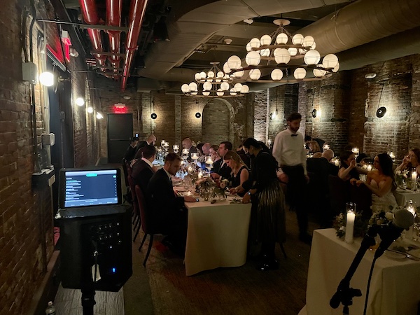 reception dinner at Beekman hotel wedding