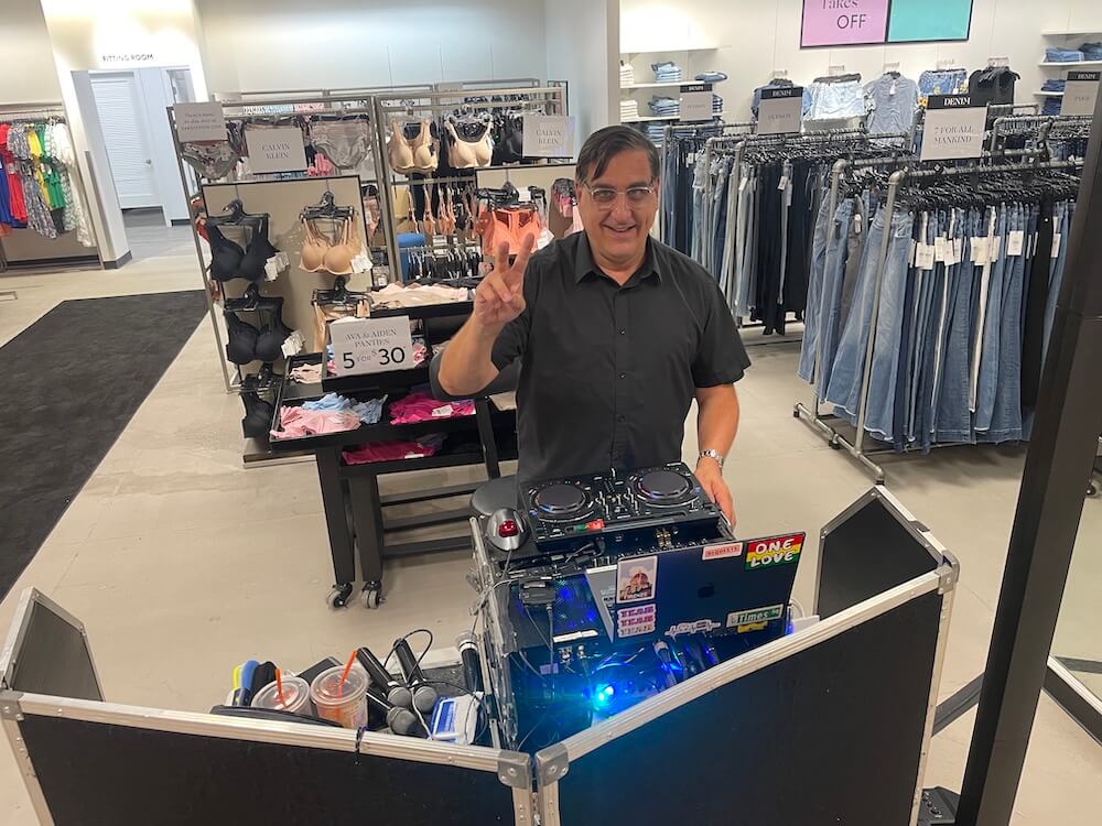 dj dave swirsky at Private shoppers night at Scarsdale Saks