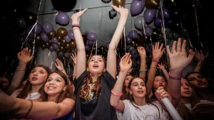 Young guests on the dance floor at a bar and bat mitzvah celebration