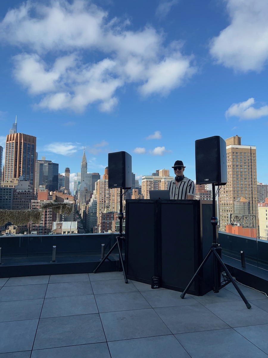 DJ Greg on Rooftop overlooking NYC