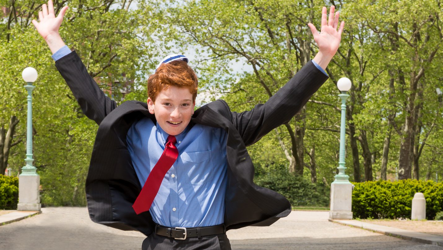 bar mitzvah boy in air