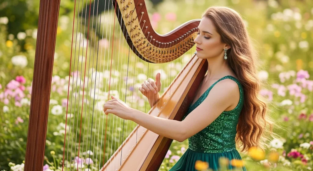 Woman playing harp, Most popular instruments
