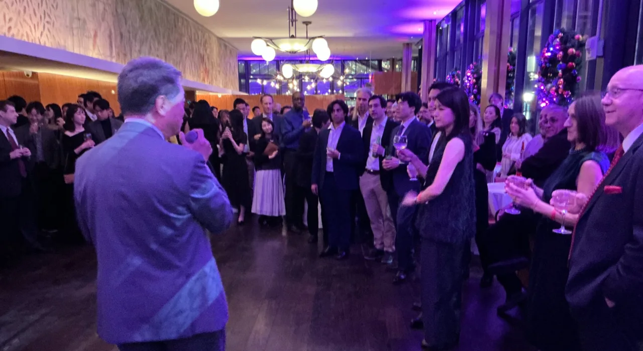 Guests dancing at a corporate holiday party at Bryant Park Grill