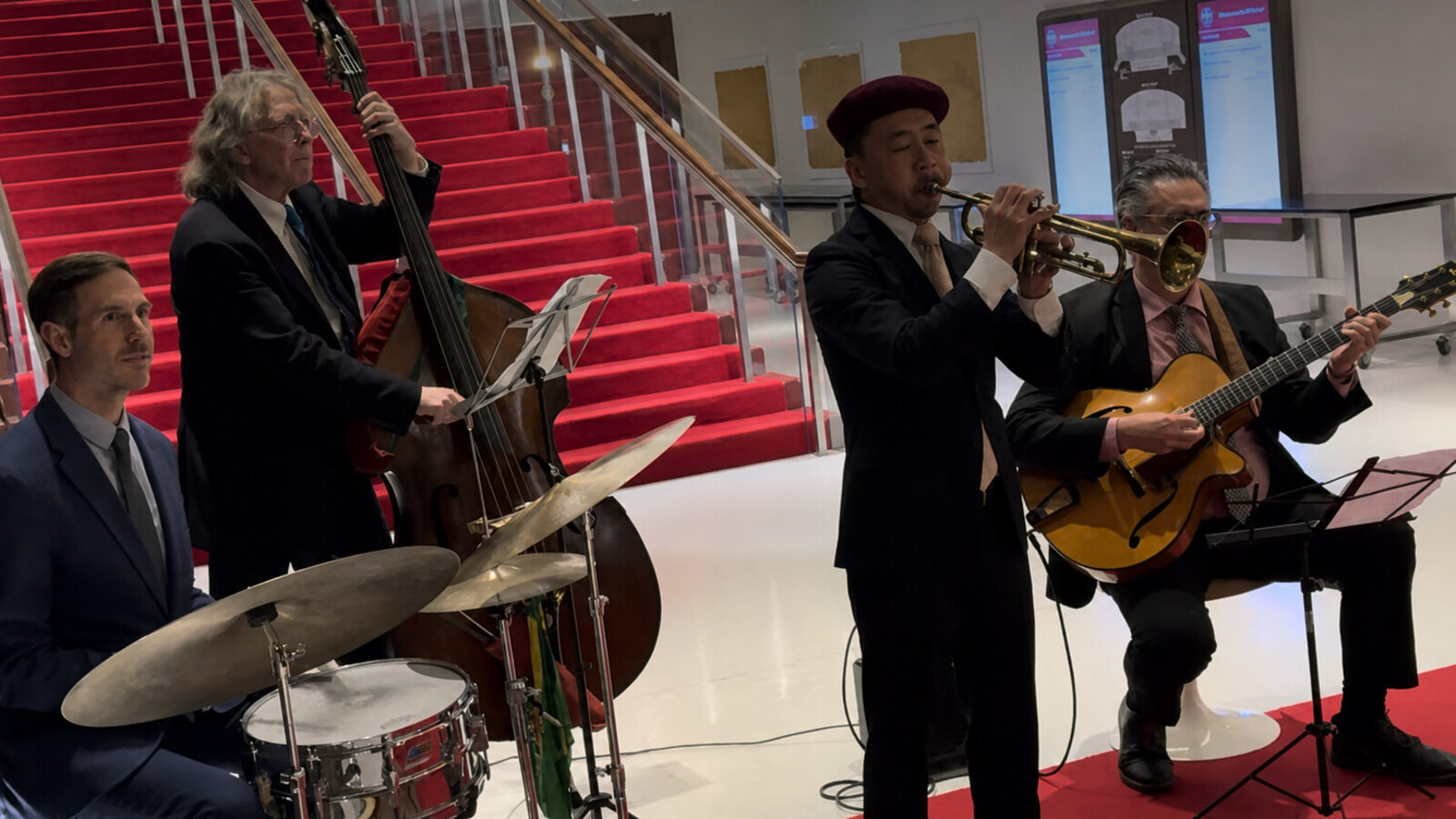 A live band performing at a New York event