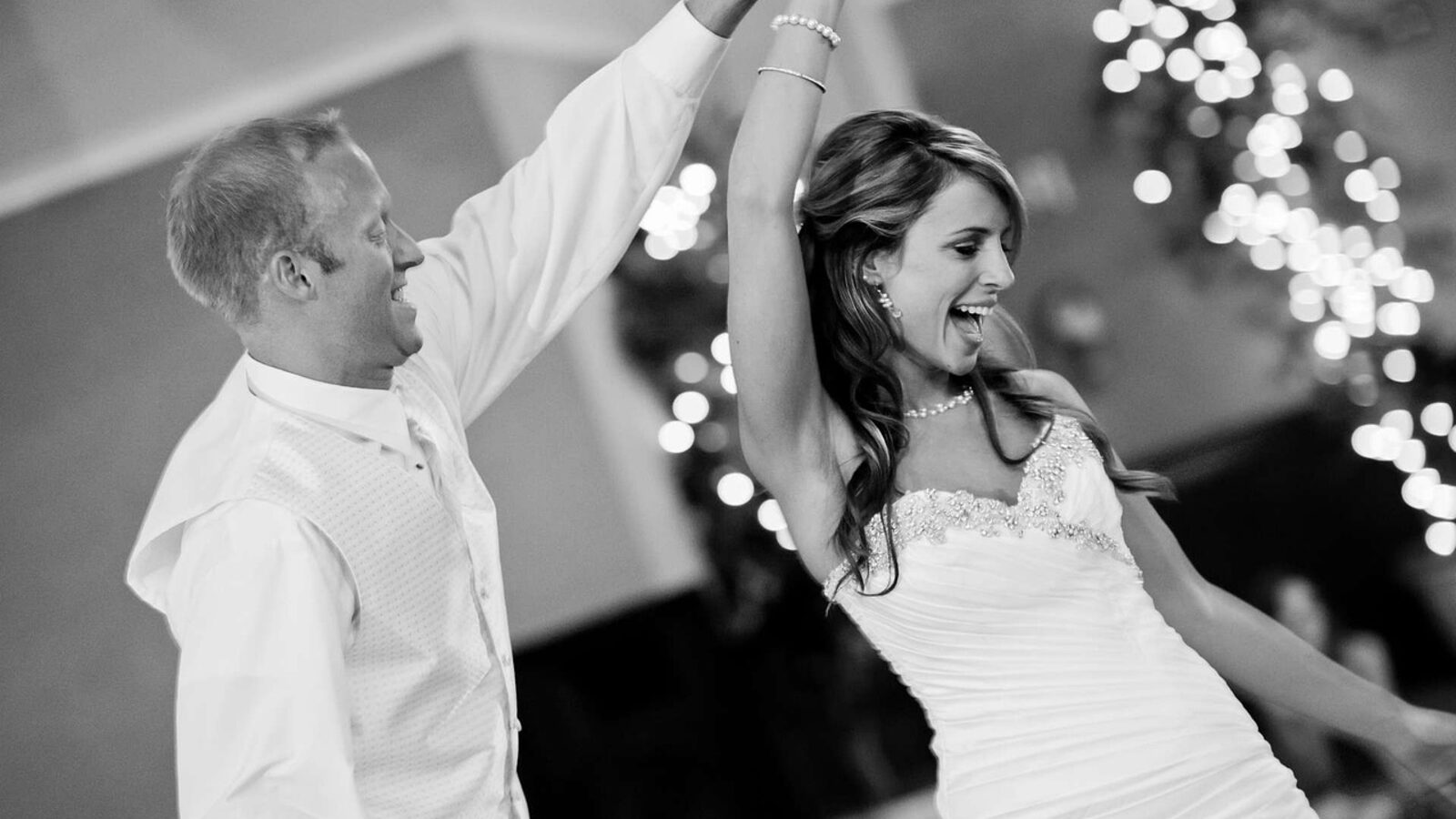 Black and white first dance at a NYC wedding reception