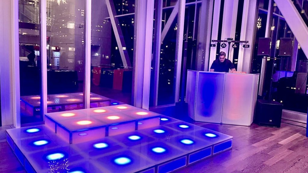 A light-up LED dance floor at a New York venue