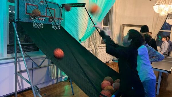 Basketball arcade game at a Greenpoint Loft bat mitzvah