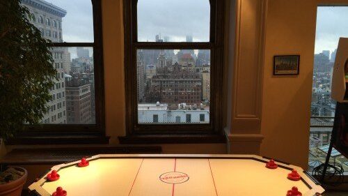 Air hockey game set up for a bar mitzvah at the Manhattan Penthouse