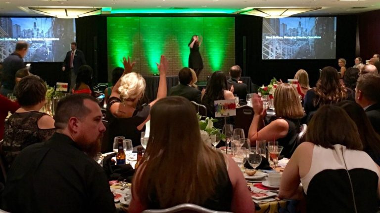 Awards dinner in the Astor Ballroom at the Marriott Marquis, Times Square
